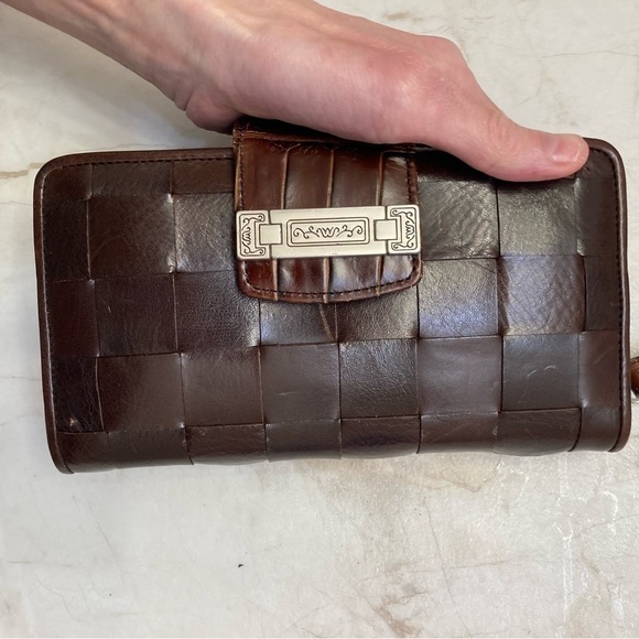 Brighton brown woven leather clutch bag wristlet